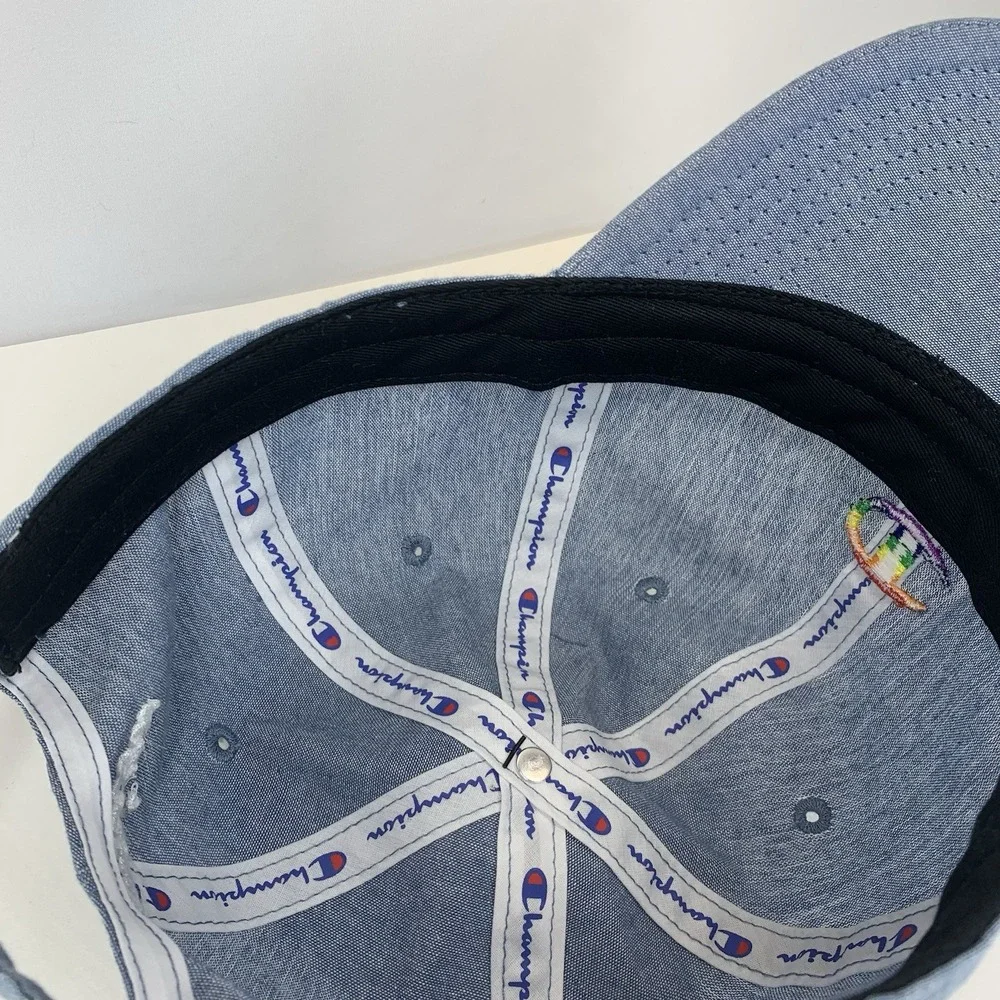 Champion Rainbow Colors Logo Hat Blue Adjustable Strap Baseball Cap